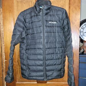 Columbia Logo Men's Medium Black Winter Puffer Jacket *small flaw*